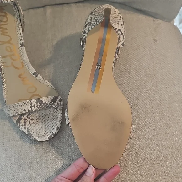 Sam Edelman Snakeskin Patterned  Ankle Strap Heels EUC - Picture 5 of 9